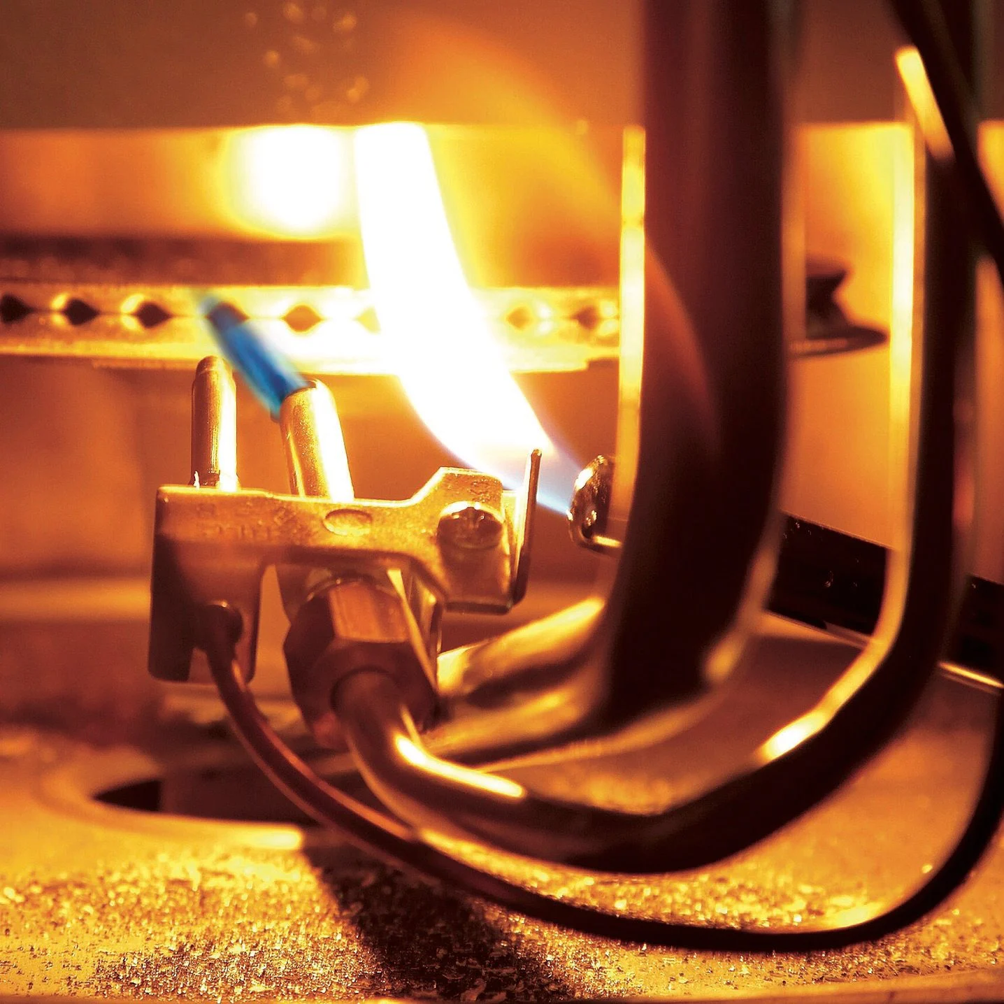 Gas geyser note a flame problem